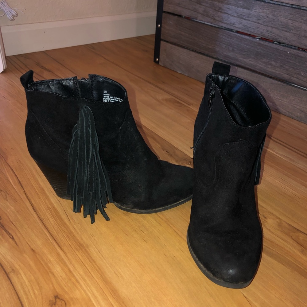 Madden Girl Black Fringe Booties